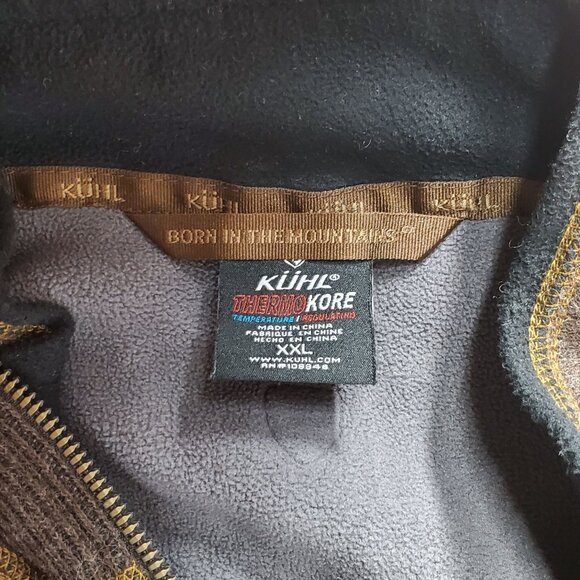 Kühl Mens XX-Large Thermokore Fleece Lined Wool Blend Sweater Brown 1/4 Zip - Picture 7 of 12